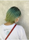 【ced.】ターコイズ×グラデーションカラー×外はね