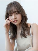 大人かわいい前髪セシルカットココアブラウンフリンジウェーブ