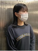 #グレージュカラー#ミディアム#ワイドバング#暗髪カラー