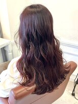 ヘアーアイスカルテット(HAIR ICI QUARTET)&nbsp;艶カラーチェリーレッド小顔カット透明感レイヤーロング