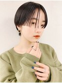 ウェットヘア オリーブベージュ×前髪ショートボブ×横浜