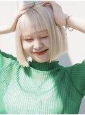 ホワイトブロンド/ホワイトボブ/金髪ボブ/ブロンドボブ/金髪