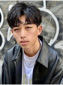黒髪マッシュコンマバング