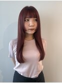 カシスレッドカラー×ぱつっと姫カット