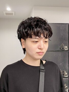 ヘアー アイス 御器所本店(HAIR ICI) 10代20代30代◎シャドウパーマ×波巻きセンターパートメンズヘア