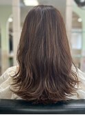ナチュラル 波巻きロング×ココアブラウン
