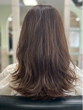 ヘアークリアー 春日部 ナチュラル 波巻きロング×ココアブラウン