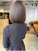 綺麗な丸み&収まりツルンとボブ_中明度アッシュブラウンカラー_