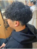 20代30代メンズスパイラルパーマワイルドオシャレ感アッシュ
