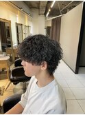 波巻きツイストスパイラルパーマ　ウルフパーマ　メンズサロン
