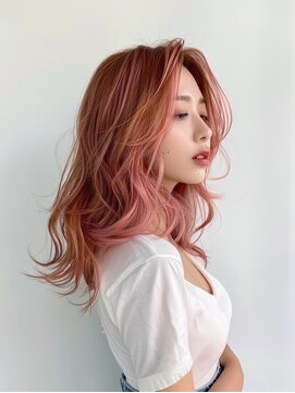エルサロン 大阪店(ELLE salon) 小顔レイヤーツヤ感シアーピンク/西梅田