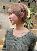 原宿ブリーチなしダブルカラーミルクティーベージュミディアム