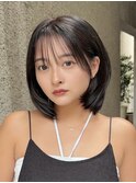 切りっぱなしボブ/レイヤー/韓国/ミディアム/ハッシュカット