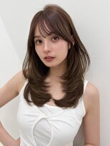 アイトーキョーエス 渋谷(AI TOKYO S)&nbsp;レイヤーカットオリーブベージュシースルーバング髪質改善渋谷
