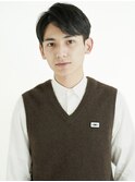 黒髪/グレーベージュ/レイヤーロング/前髪パーマ[新宿駅]