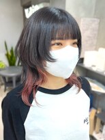 裾カラー　インナーカラー　アッシュピンク　ウルフレイヤー