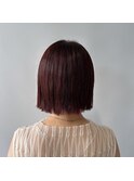 切りっぱなしボブ×ツヤ感◎バイオレットピンク