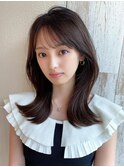 シャギーレイヤー韓国ワンホンヘアシースルーぱっつん前髪