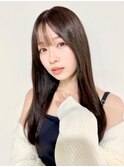 ナチュラルストレート/美髪ロング/シースルーバング/暗髪/金山