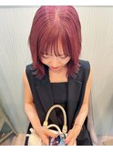 ブリーチ無しダブルカラーでワインレッド