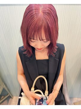 アグ ヘアー ショコラ梅田2号店(Agu hair chocolat) ブリーチ無しダブルカラーでワインレッド