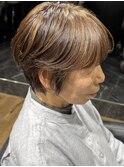 ミセスショート　白髪ぼかしハイライト　30代48代50代60代　八木