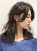 セミロング/大人レイヤースタイル/くせ毛多毛/カーテンバング