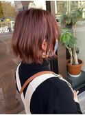 ニュアンスピンクオレンジ × ボブ