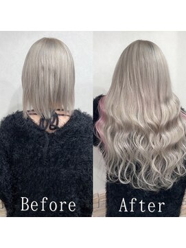 あるじゃんすー 京都店 ホワイト×ピンク#シールエクステ#ホワイトグレージュ#美髪#京都