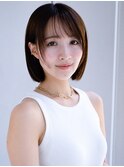 シンプルストレート愛されショートぱっつん前髪鎖骨ボブ大人女子