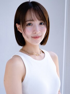 エインアンリー 表参道(AIN.ANLY.) シンプルストレート愛されショートぱっつん前髪鎖骨ボブ大人女子