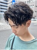 無造作マッシュメンズショート☆マットカラーデジタルパーマ