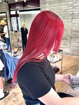 ヲタク(wotaku.)&nbsp;レッドカラーダブルカラー暖色カラーリタッチブリーチ赤髪