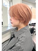 オレンジベージュ　　ショートボブ【韓国ヘア 大阪 梅田】 