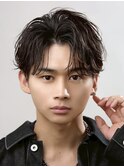 メンズニュアンスフェザーセンターパート