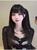 縮毛矯正/くびれヘア/ハイライトカラー/アプリコットオレンジ
