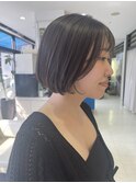 フェイスレイヤー×グレージュ×大人ボブ