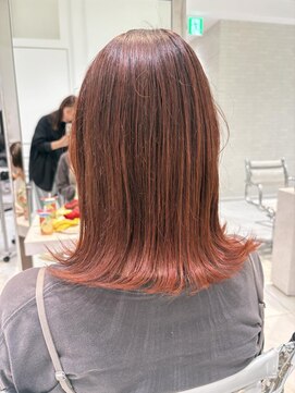 ヘアーアンドメイク ニューヨークニューヨーク 姫路店(Hair&Make NYNY) ブリーチなしでオレンジピンク