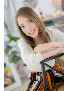 ミック 日暮里店(miq) さらツヤグレーベージュ★小顔ストレートレイヤーc1