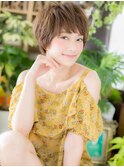 大人ハイライトカラー前下がり束感ショートh3戸頭20代30代40代