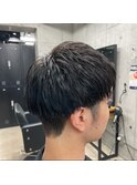 メンズ/アップバング/ツーブロックマッシュ/束間ショート/波巻き