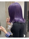 ラベンダーカラーパープルカラー切りっぱなしボブ