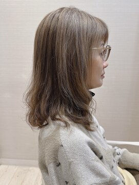 コーエン(cowen) こなれミディゆるふわカール短め前髪グレージュ絶壁メッシュ30代