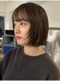 前髪あり顔周りレイヤーボブ 顎ラインボブ