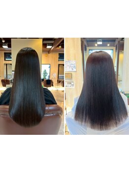 ダメージレスな縮毛矯正で,うねり,広がり,パサつきを改善![亀岡/トリートメント/ブリーチ/大人女性/着付け]