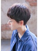 大人可愛い20代30代40代黒髪前下がりショートボブ丸みショート◎