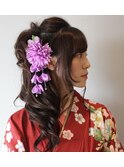 成人式ハーフアップ・着物