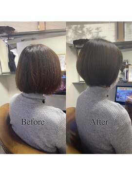 カミケン 方木田店(kamiken.) 大人シンプル上品ツヤボブ小顔ひし形 美髪【カミケン方木田店】