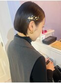 【山田】ボブヘアアレンジ　金箔ヘアセット　結婚式ヘア