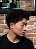 ツーブロ アップバング ピンパーマ